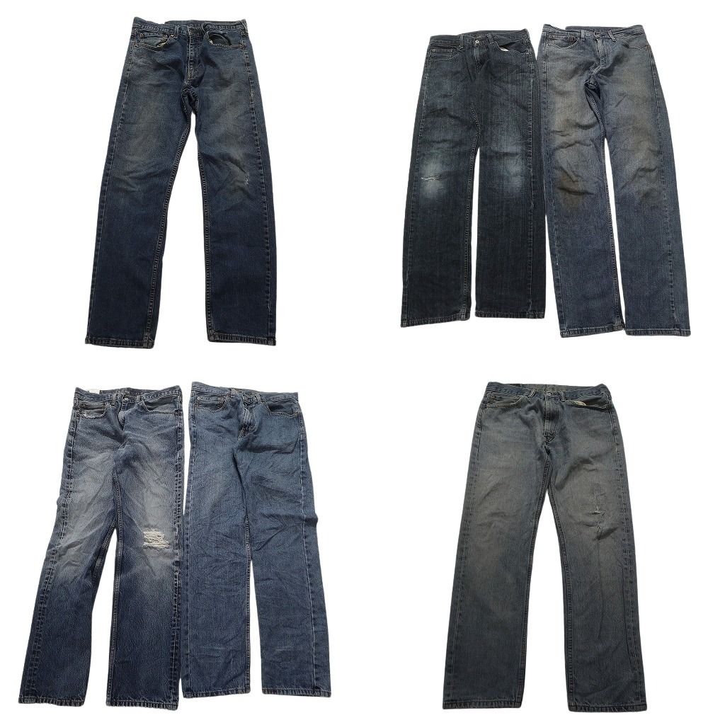 B品 古着卸 まとめ売り リーバイス 505 デニム パンツ 6枚セット メンズ 30 |32 |34 フェード ヒゲ コインポケット 古着 NC1638