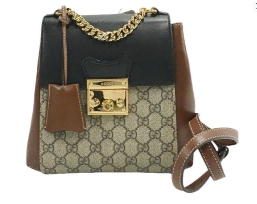 GUCCI グッチ GGスプリーム パドロック リュックバッグ 鍵 バックパック クロシェット ロゴデザイン レザー コンパクト かわいい おしゃれ カジュアル レディース 母ブランドバッグ 大容量 本物保証 ビジネス 通勤 女性 ブラウン