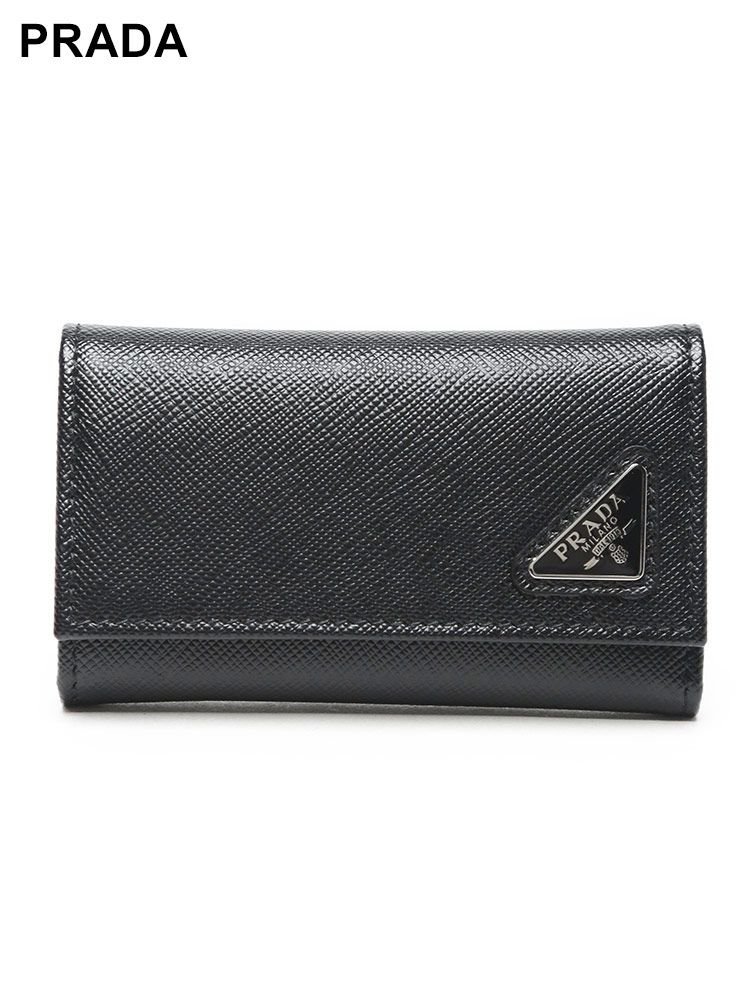PRADA (プラダ) レザー ロゴ 6連 キーケース PR2PG222QHH メンズ (ブラック)
