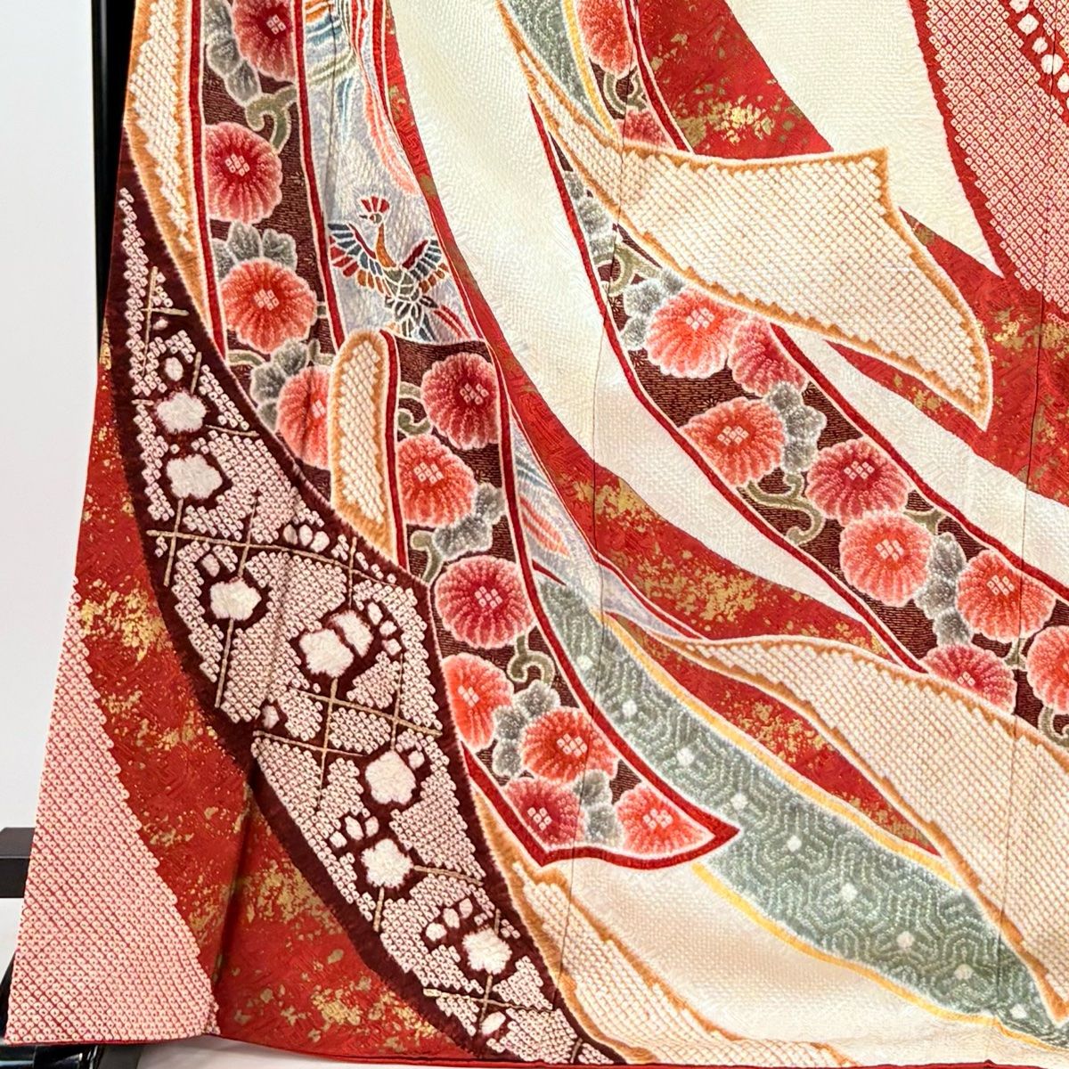 天*マ様 美品 振袖 フルセット 総絞り 身丈162 オレンジ レトロ 刺繍衿付 fuset191m-15776_1.jpg