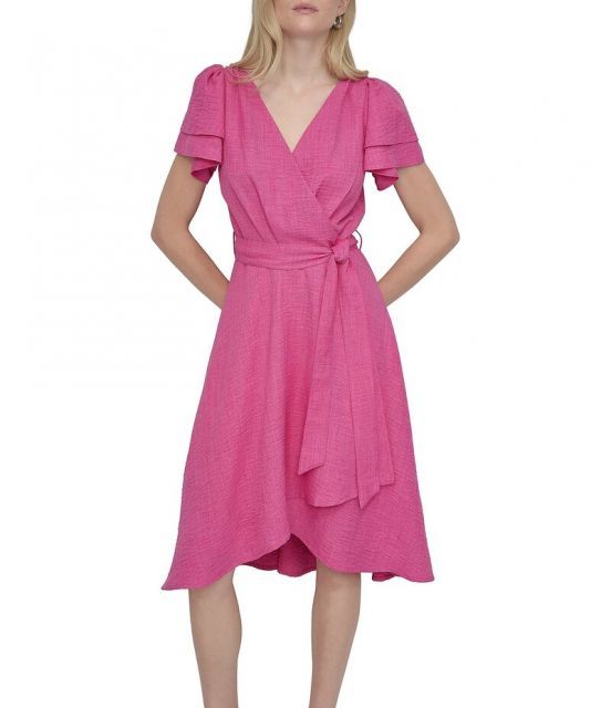 ◆Donna Karan ノースリーブフェイクラップワンピース Dark Angel ワンピース ノースリーブ レディース 夏 レディース