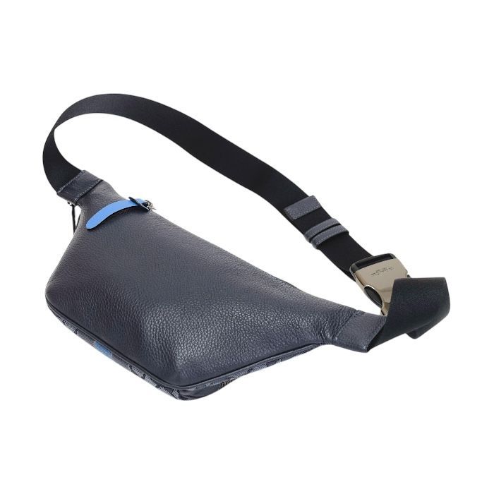 【Aランク】 コーチ COACH トンプソン ベルト バッグ シグネチャー ジャカード ウィズ ヴァーシティ ストライプ リファインド ぺブル レザー C5386 ボディバッグ ネイビー / ブルー 正規品 美品 中古 mbn04009 コーチ COACH トンプソン ベルト バッグ シグネチャー ジャカード