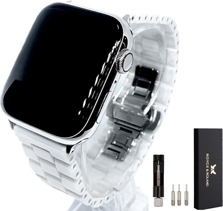 Royce-Roland 互換品 互換品 セラミック バンド Series 10|9|8|7|6|5|4|SE Ultra 3|2|1 対応 交換用 ベルト 工具付属 Apple WATCH ホワイト 44mm 45mm 46mm 49mm