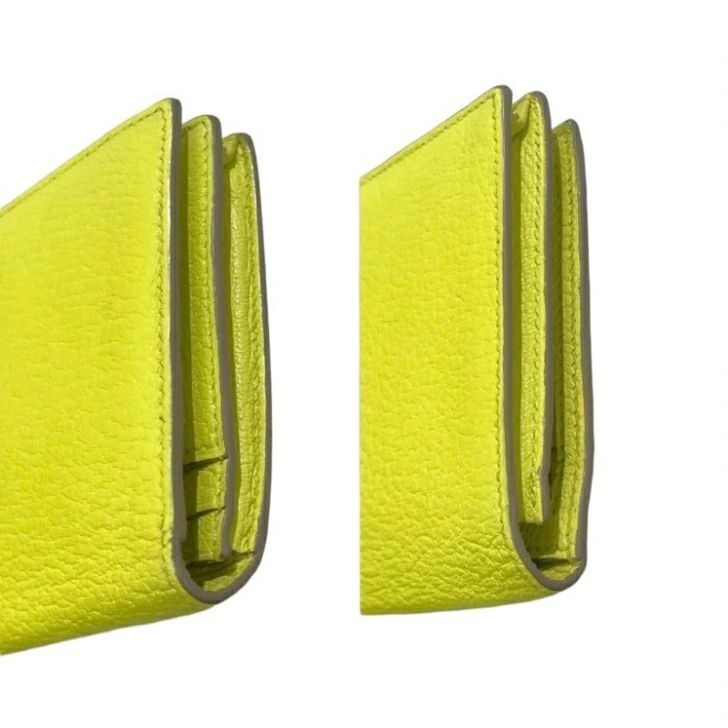 美品☆　エルメス　ベアンスフレ　長財布　シェーブル　ライム　□Q刻印 エルメス ベアンスフレ 長財布 ライム シルバー金具 シェーブル