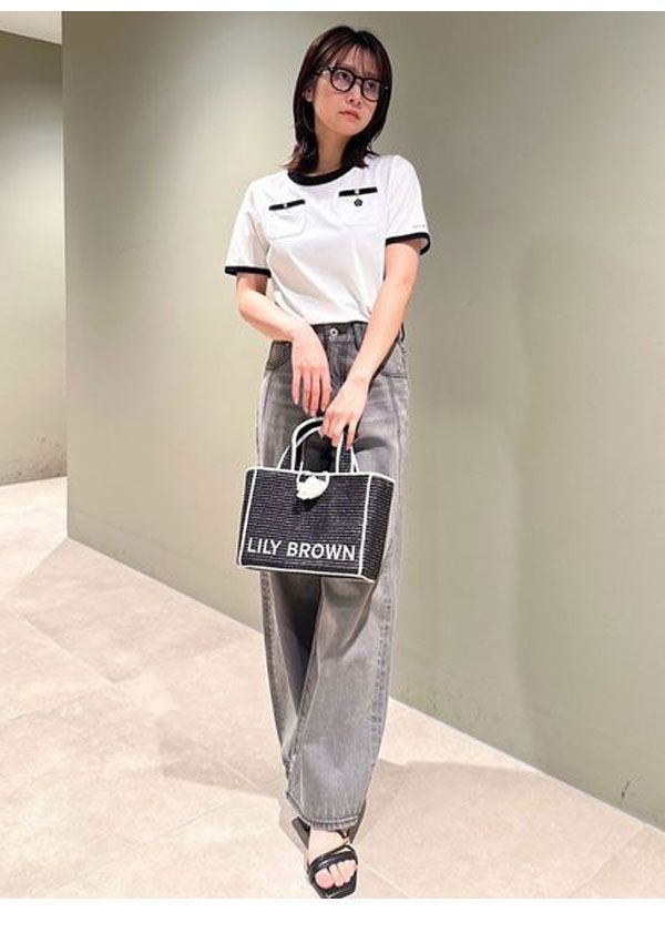 リリー ブラウン LILY BROWN トップス 25夏 【LILY BROWN×MARY QUANT】ポケットリンガーTシャツ 半袖 クロップド丈 マリクワ コラボ lwct254042 LILY BROWN×MARY QUANT】ポケットリンガーTシャツ(Tシャツ