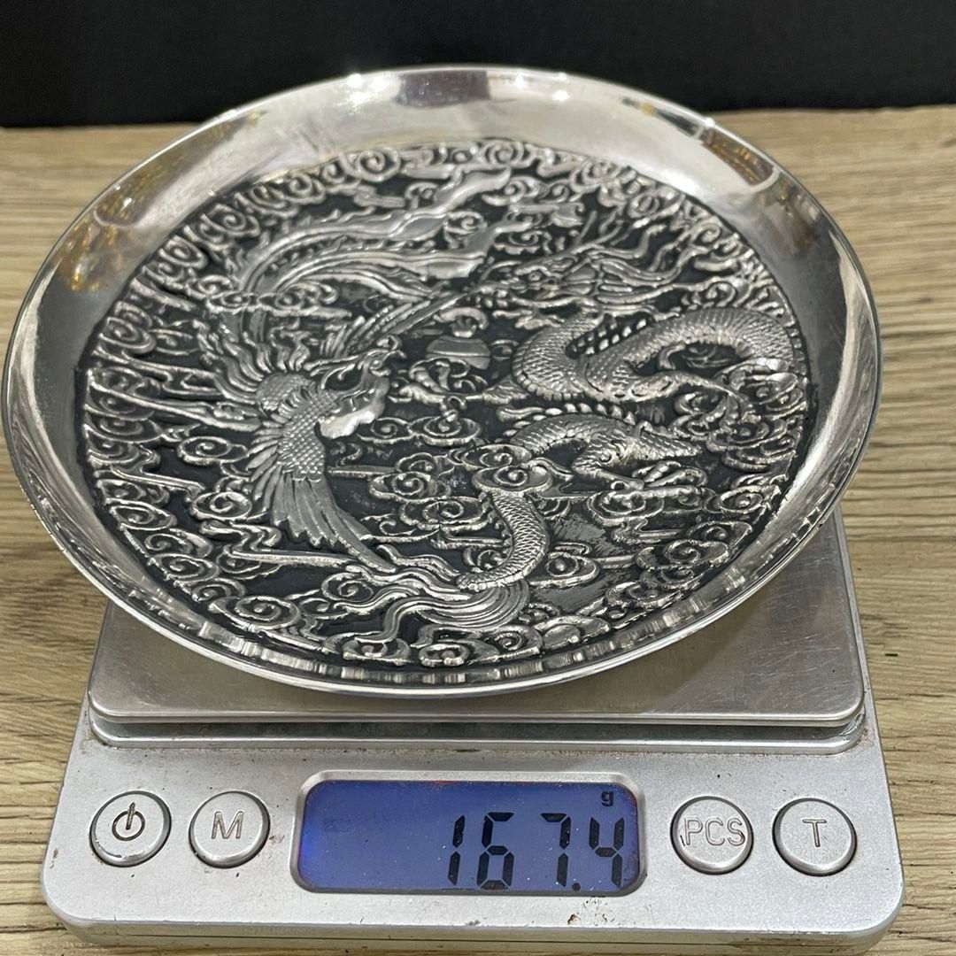 セール 登場から人気沸騰 龍鳳呈祥 銅製 皿 書道具 文房具 装飾品 工芸品 美術品 置物 工芸品