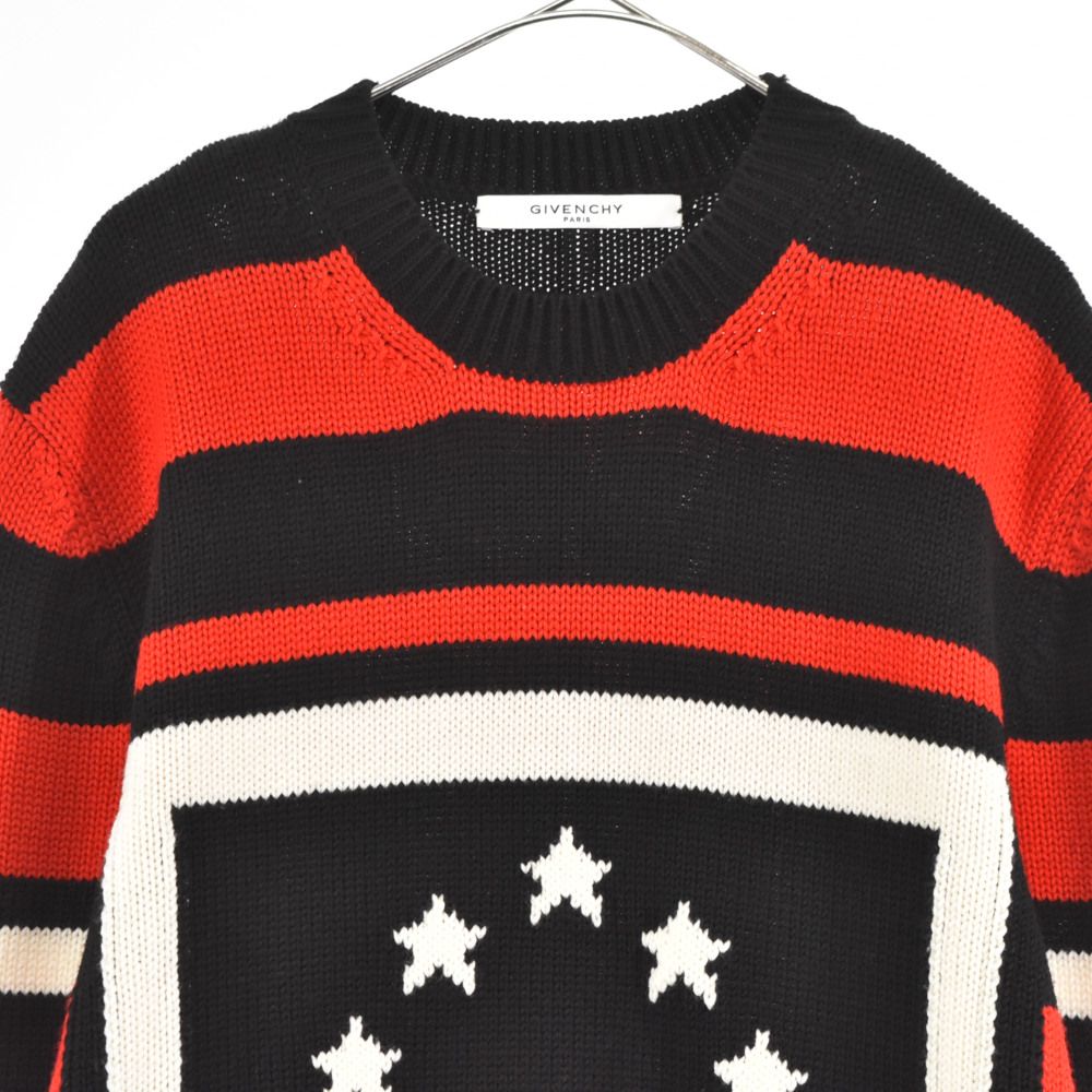 GIVENCHY スターパッチ　ニット　セーター　星　レッド　M相当 GIVENCHY (ジバンシィ) 17AW スタークルーネックニットセーター