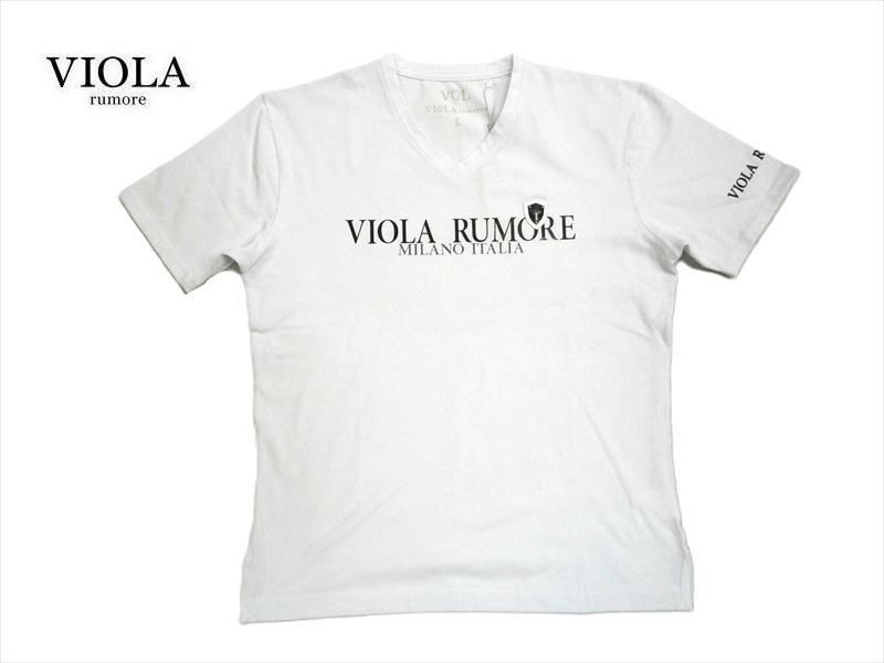 ヴィオラ ルモーレ 半袖 Tシャツ Y42322 オーバーステッチ ストレッチ天竺 Vネック ホワイト
