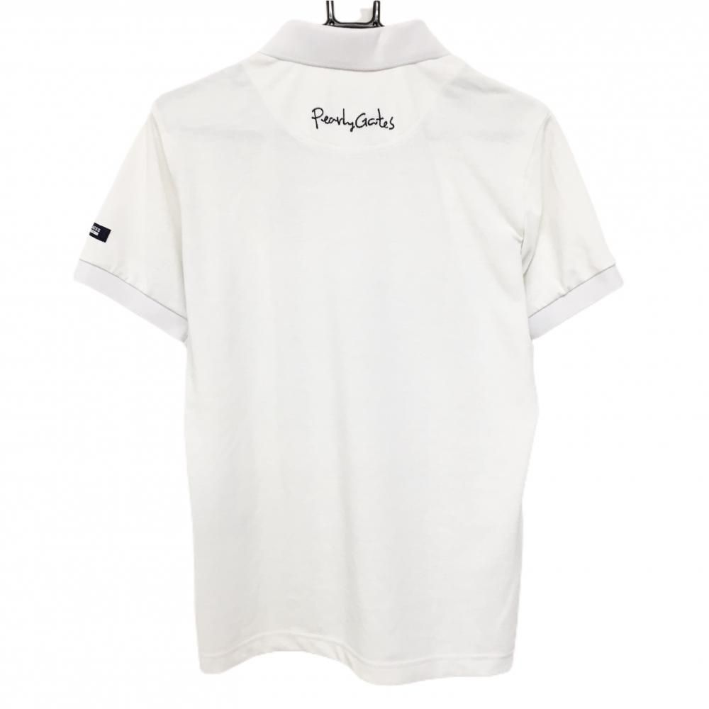 パーリーゲイツ 半袖ポロシャツ 白×レッド×ネイビー 胸ロゴ 30周年