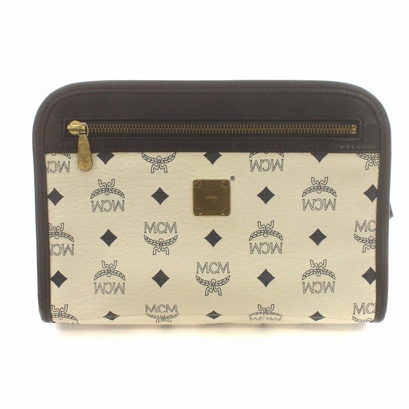 【商談中】MCM レア セカンドバッグ ロゴグラム クラッチバッグ セカンドバッグ ヴィセトス PVC 茶 ブラウン 5223-36