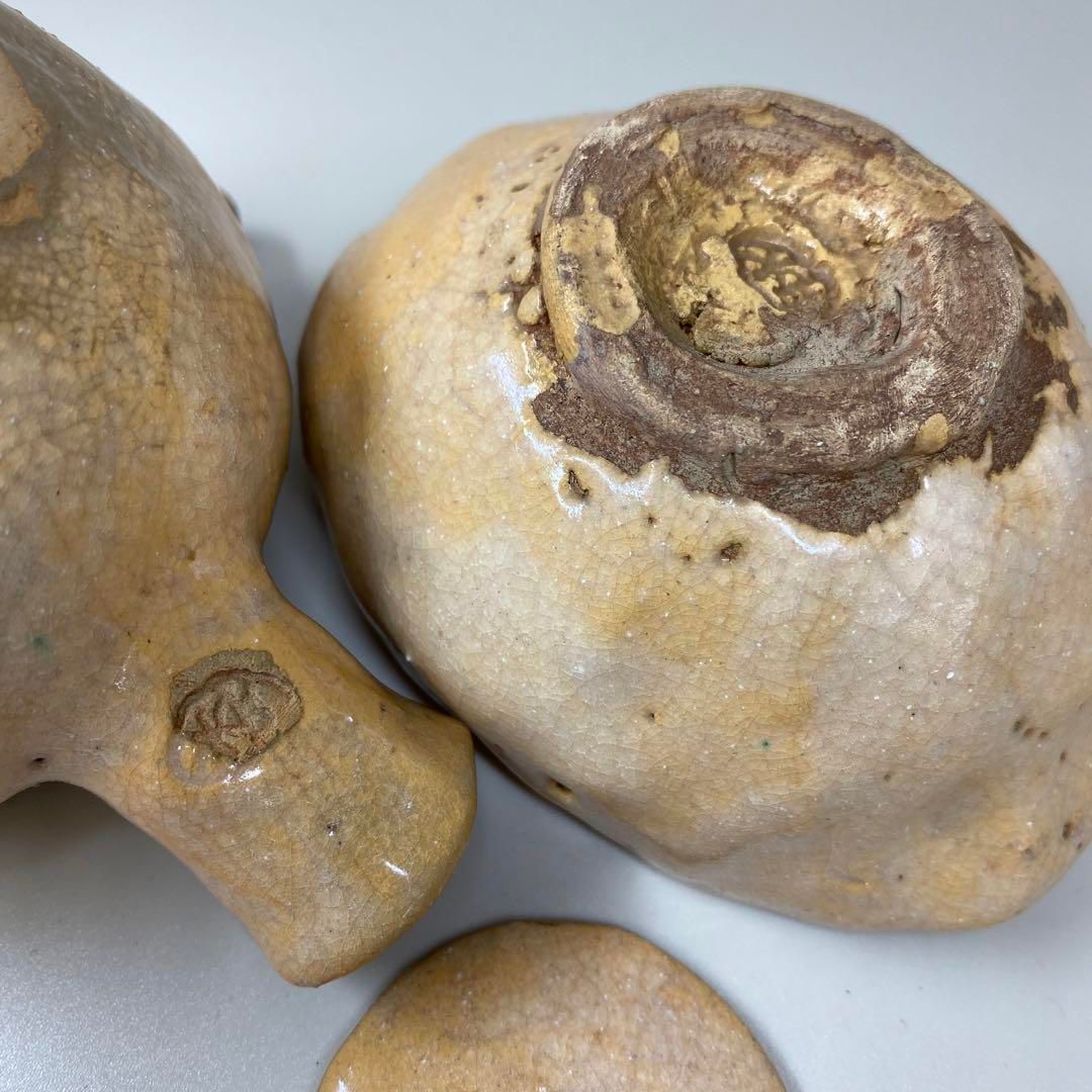 水月焼 天神蟹彫 煎茶器揃 木箱付 東Y6-0911☆