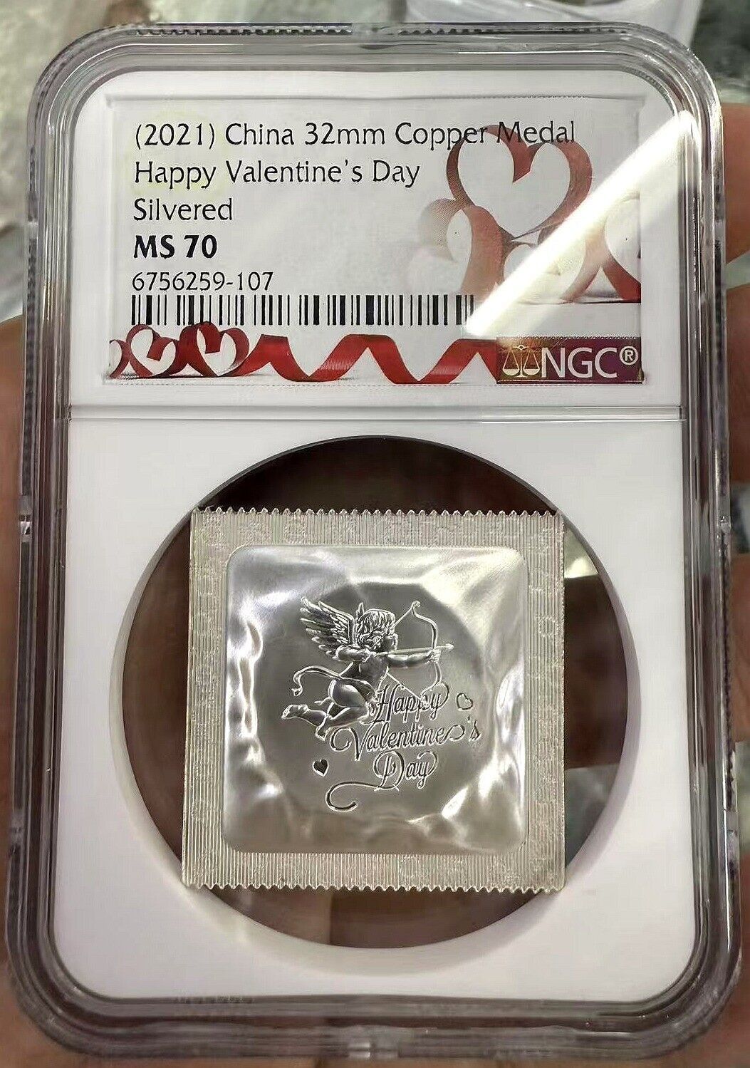 NGC MS70 China 32mm I love you ever medal Valentines day medal Magic col