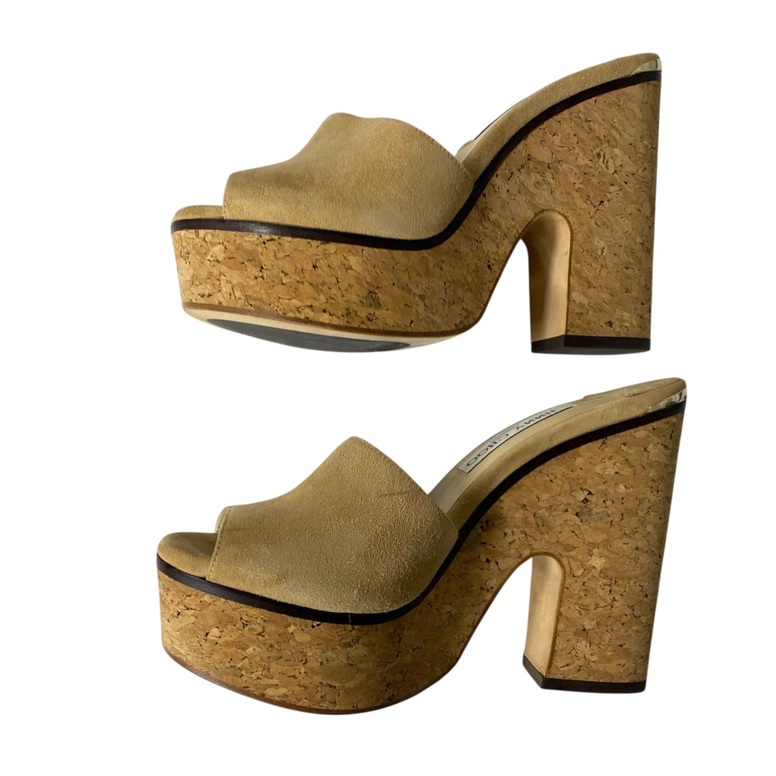 JIMMY CHOO ベージュウェッジサンダル