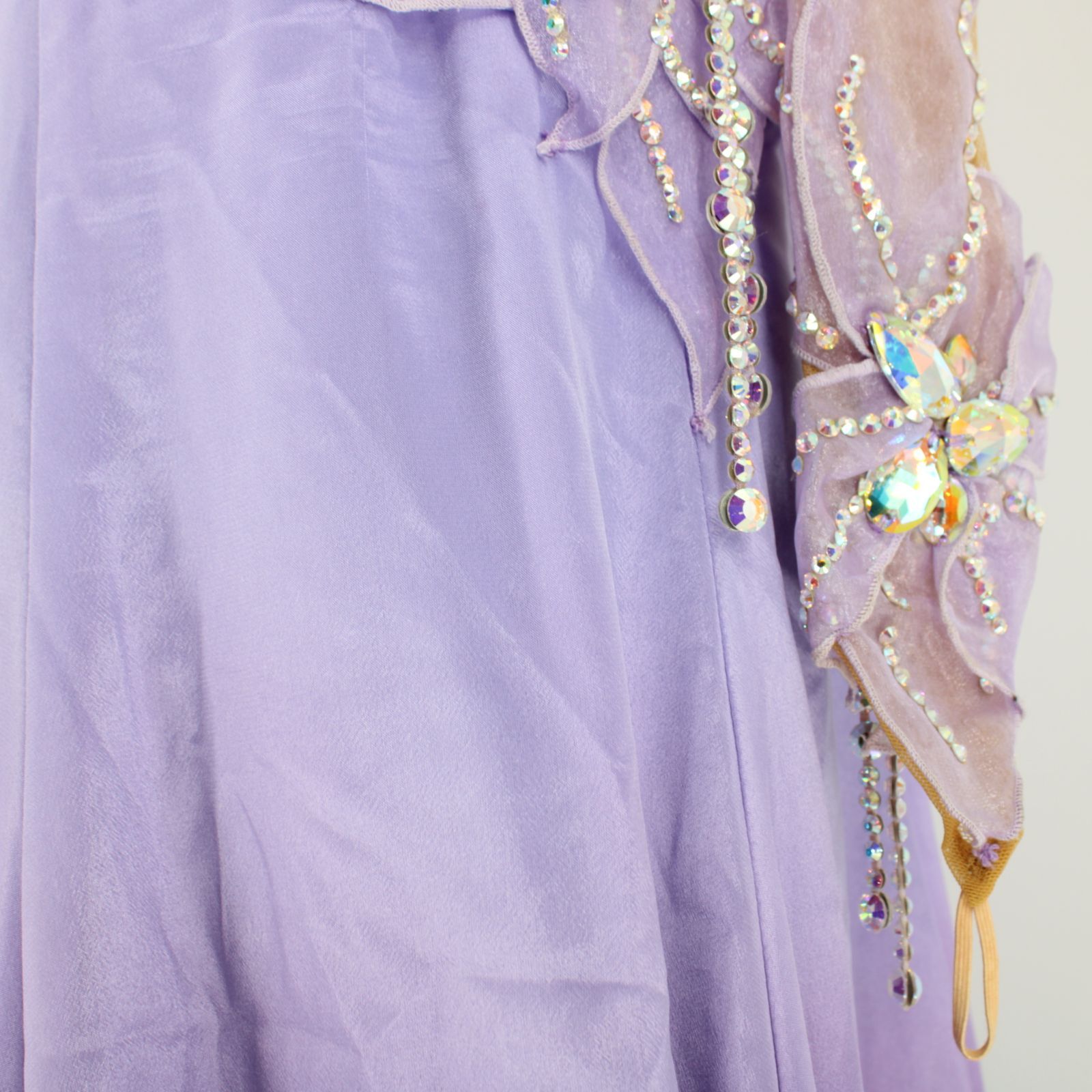 社交ダンス衣装】パープル ワンピース ドレス 紫 フロート チャーム