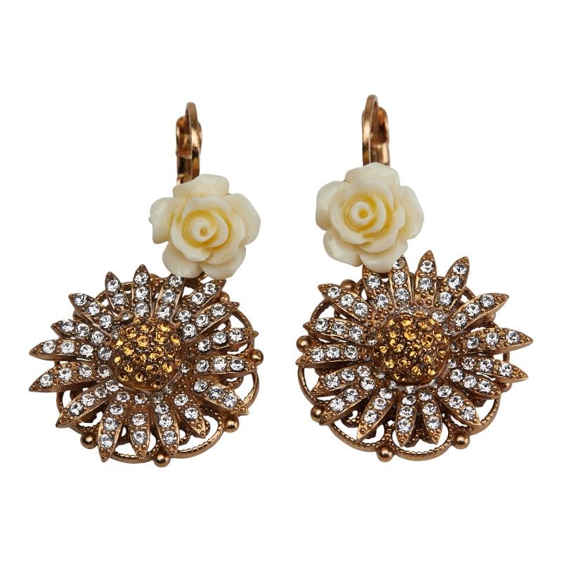 ドルチェアンドガッバーナ 花 フラワー モチーフ ゴールド メッキ ラインストーン レディース DOLCE-GABBANA 1-0234944