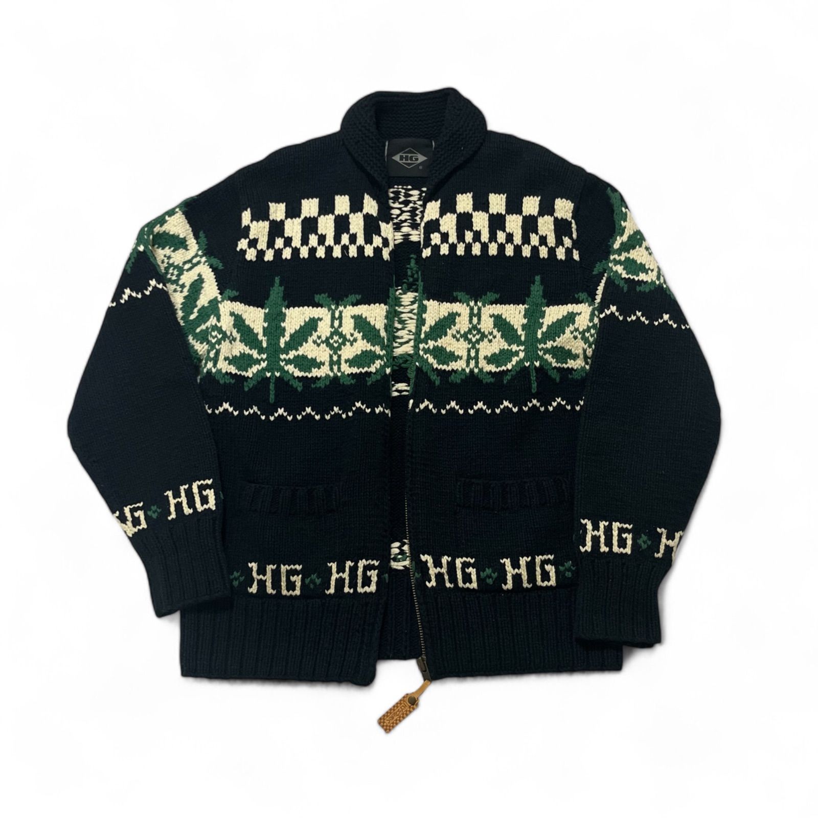 極美品【HYSTERIC GLAMOUR】L/大麻 マリファナ/カウチン ニット 【公式 