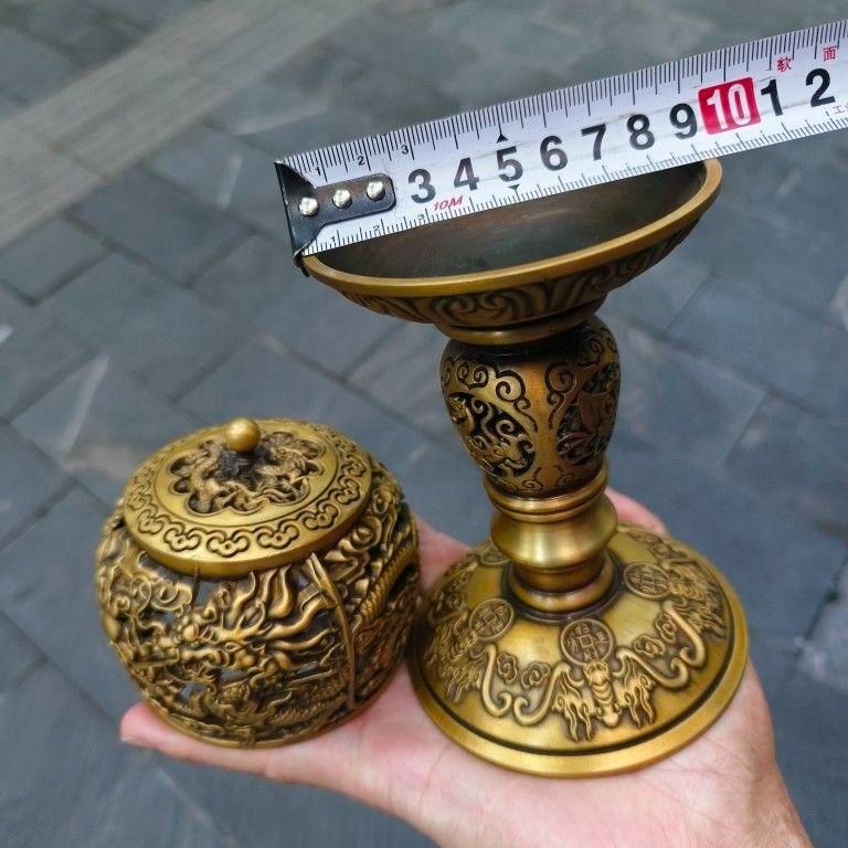 銅 細工 透かし彫り 双龍香炉 銅香炉 仏具 茶道具 香道具 工芸品 置物 銅 細工 透かし彫り 双龍香炉 銅香炉 仏具 茶道具 香道具 工芸品