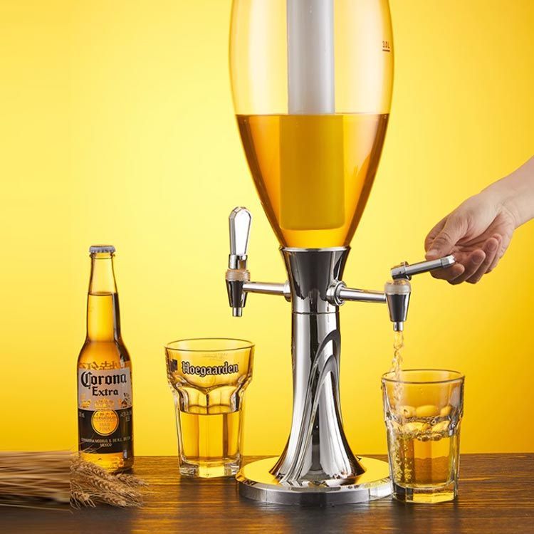 ビール サーバー キラキラLEDライト付き 取り外し可能なアイス