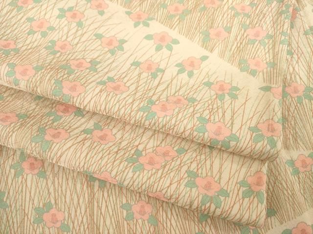平和屋着物●上質な小紋 草花文 椿 正絹 AABC6137ck