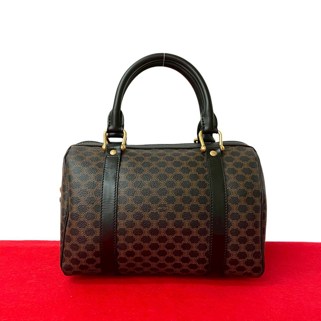 美品✨OLD CELINE ハンドバッグ 黒マカダム柄 Vintage レザー CELINE セリーヌ マカダム ボストンバッグ ハンドバッグ