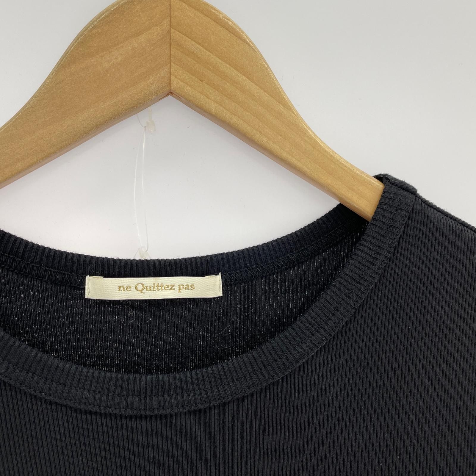 NE QUITTEZ PAS Cotton Linen Foil Print Rib Combi Dress M 010