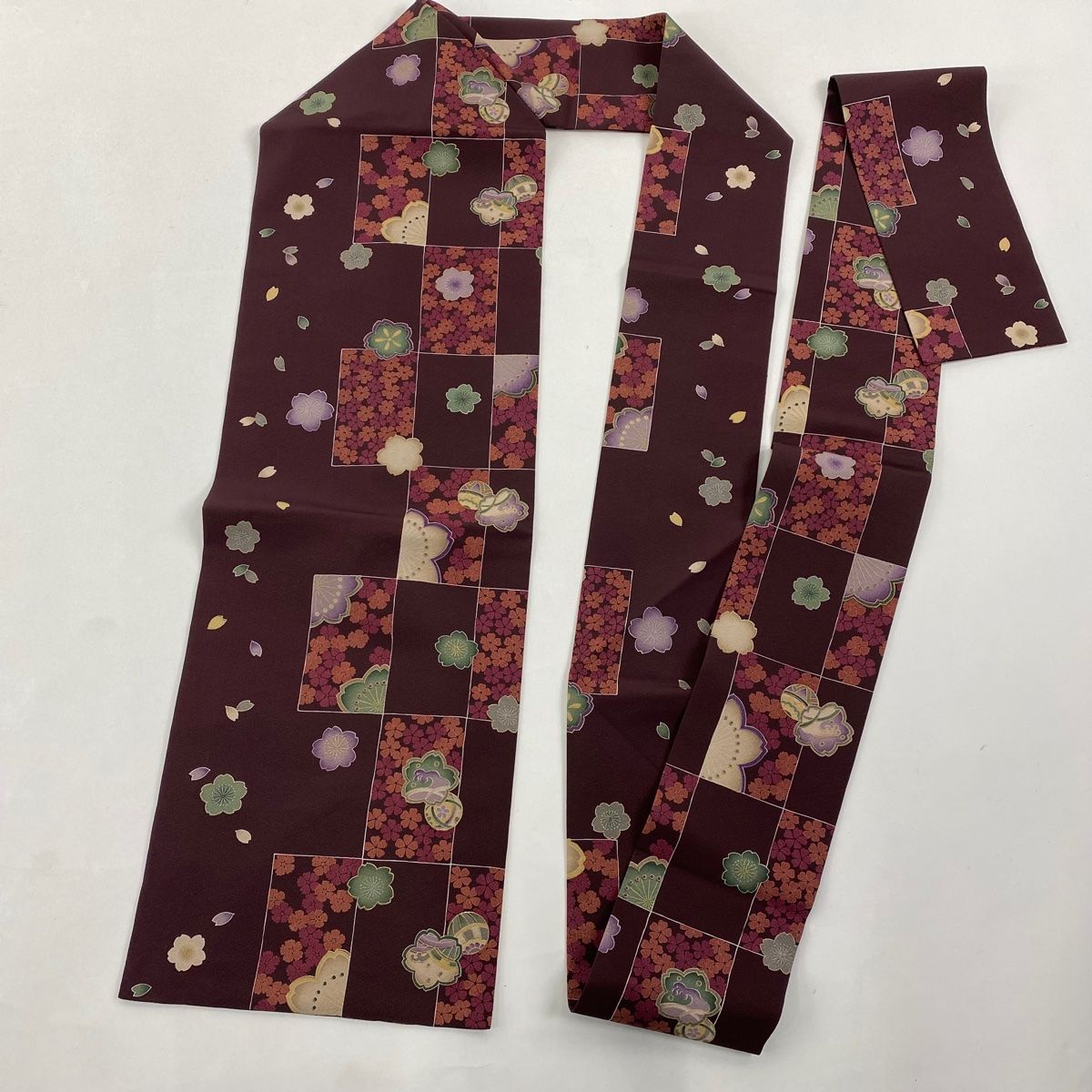 小紋 身丈169.5cm 裄丈68cm L 袷 名古屋帯セット やまと 桜 市松模様  