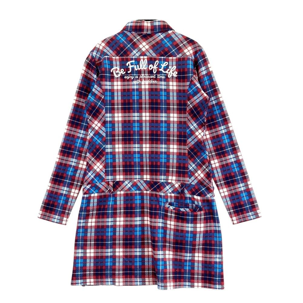 サイズ：M MUNSING WEAR マンシングウェア  長袖ワンピース チェック柄 レッド系 [240101463807] ゴルフウェア レディース ストスト MUNSING WEAR マンシングウェア 長袖ワンピース チェック柄