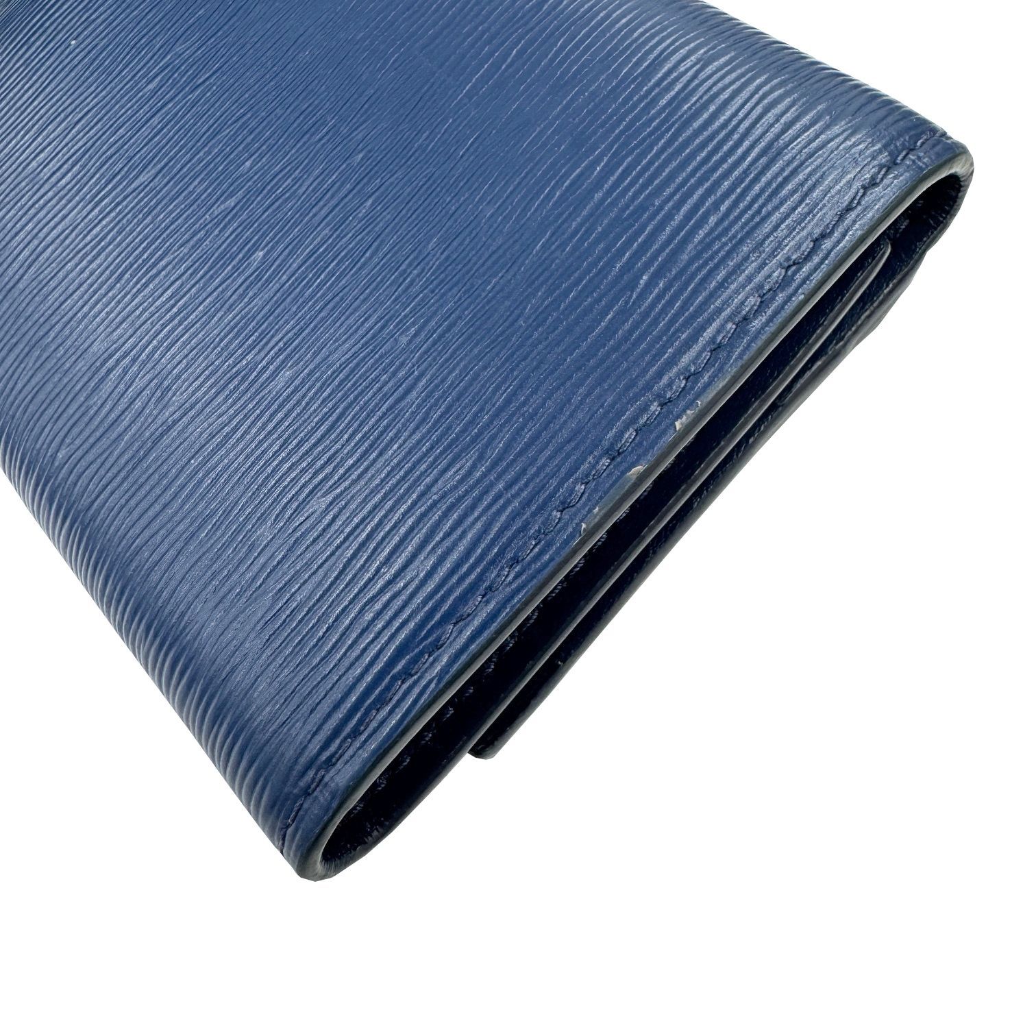 【良品✨】PRADA プラダ　三つ折り財布　コンパクトウォレット　ビジュー　紺色 良品✨】PRADA プラダ 三つ折り財布 コンパクトウォレット