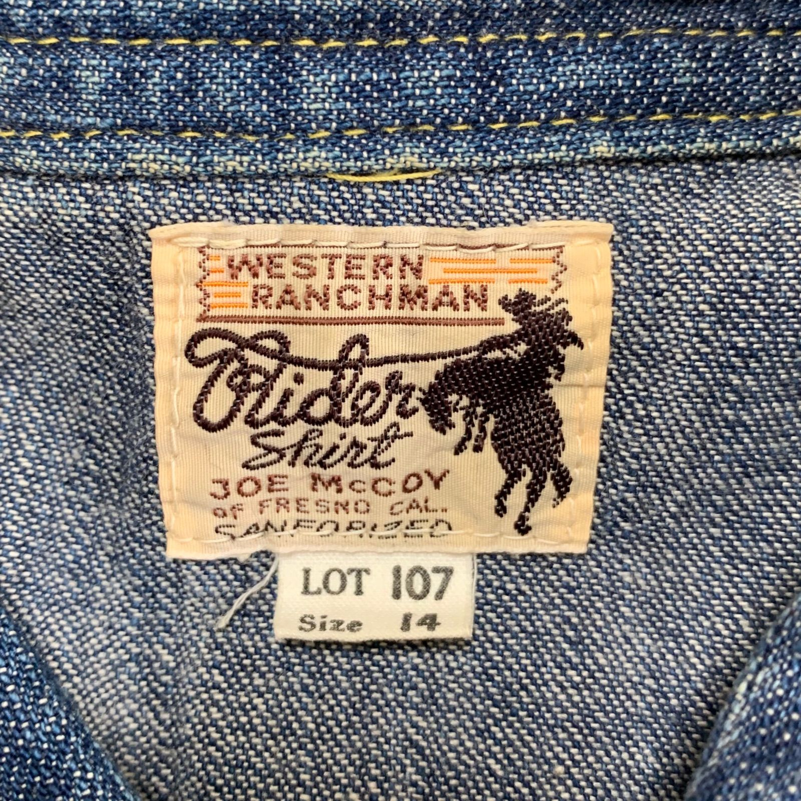 JOE McCOY / The REAL McCOY'S Western Ranchman デニムシャツ