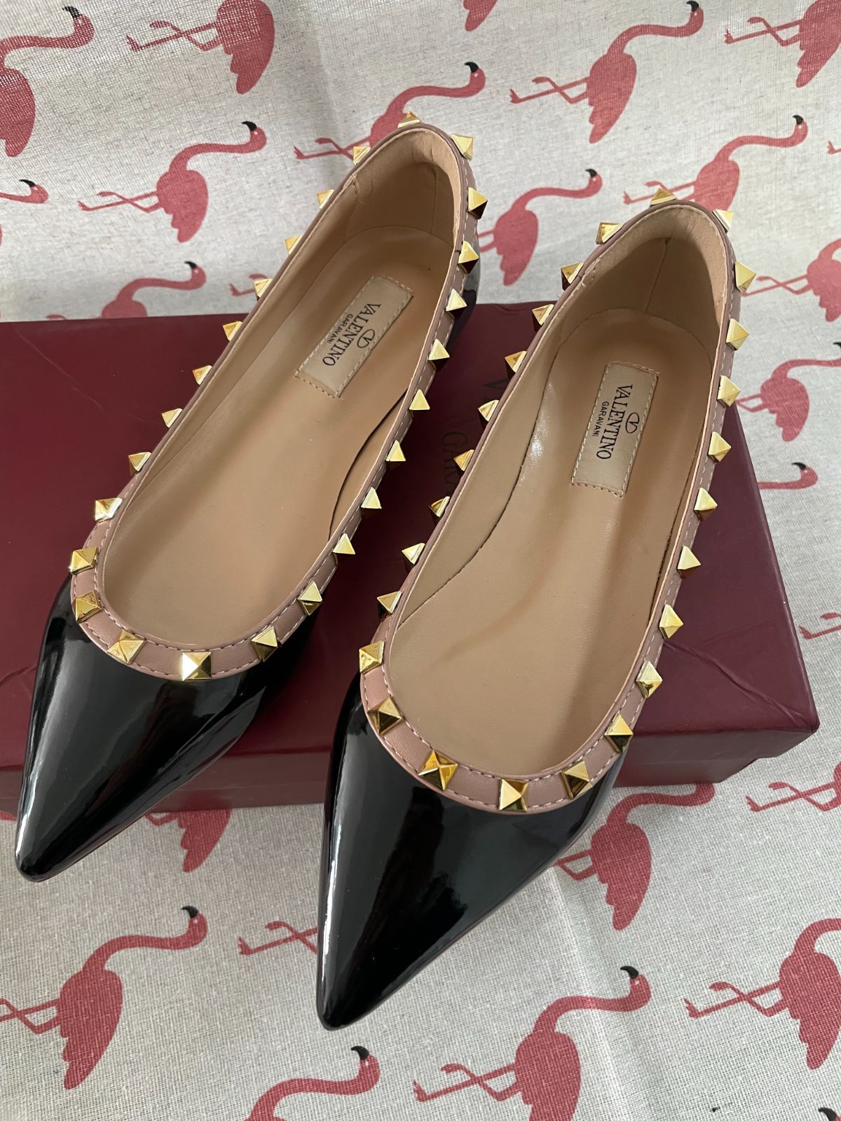 美品 ヴァレンティノ VALENTINO ロックスタッズフラットシューズ 極美