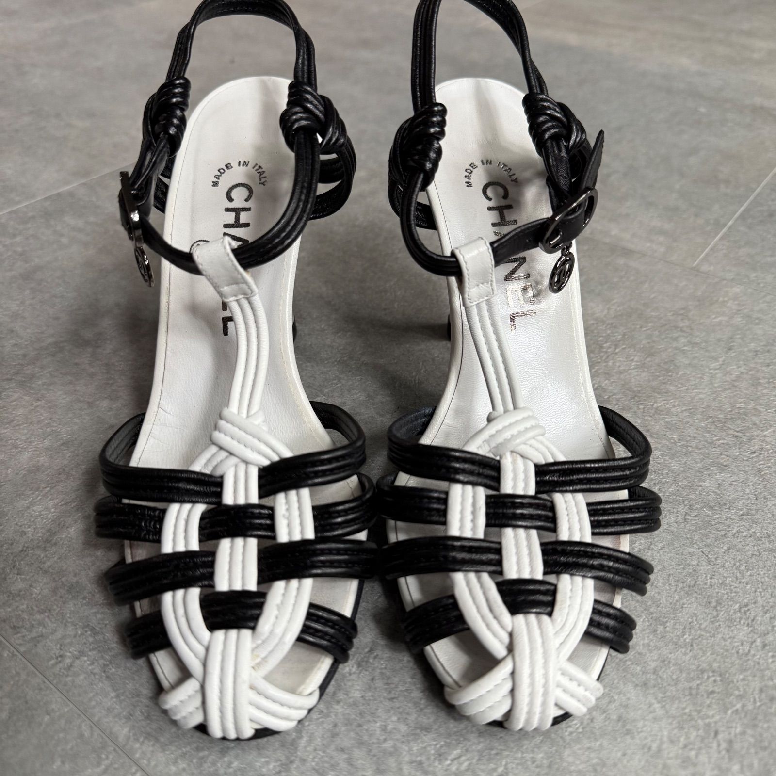 CHANEL シャネル ココマークチャーム 編み込み レザー サンダル 