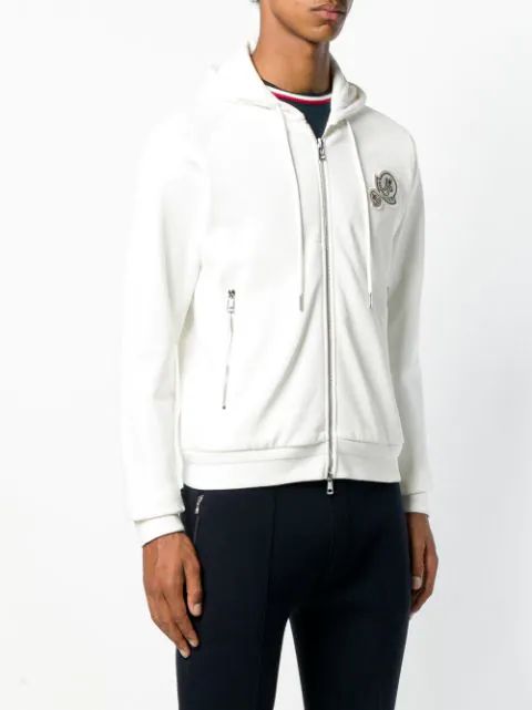 新品未使用タグ付き☆MONCLER ダブルワッペンロゴ パーカー M アイボリー ☆新品未使用タグ付き・本物保証☆MONCLER ダブルロゴワッペン