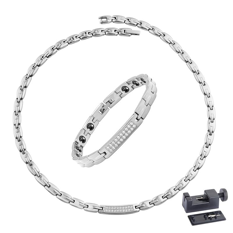 [はち] 純チタン ゲルマニウムブレスレットとネックレス レディース 磁気 ブレスレット ネックレス 静電気除去 ゲルマニウム セット ジュ はち] 純チタン ゲルマニウムブレスレットとネックレス レディース