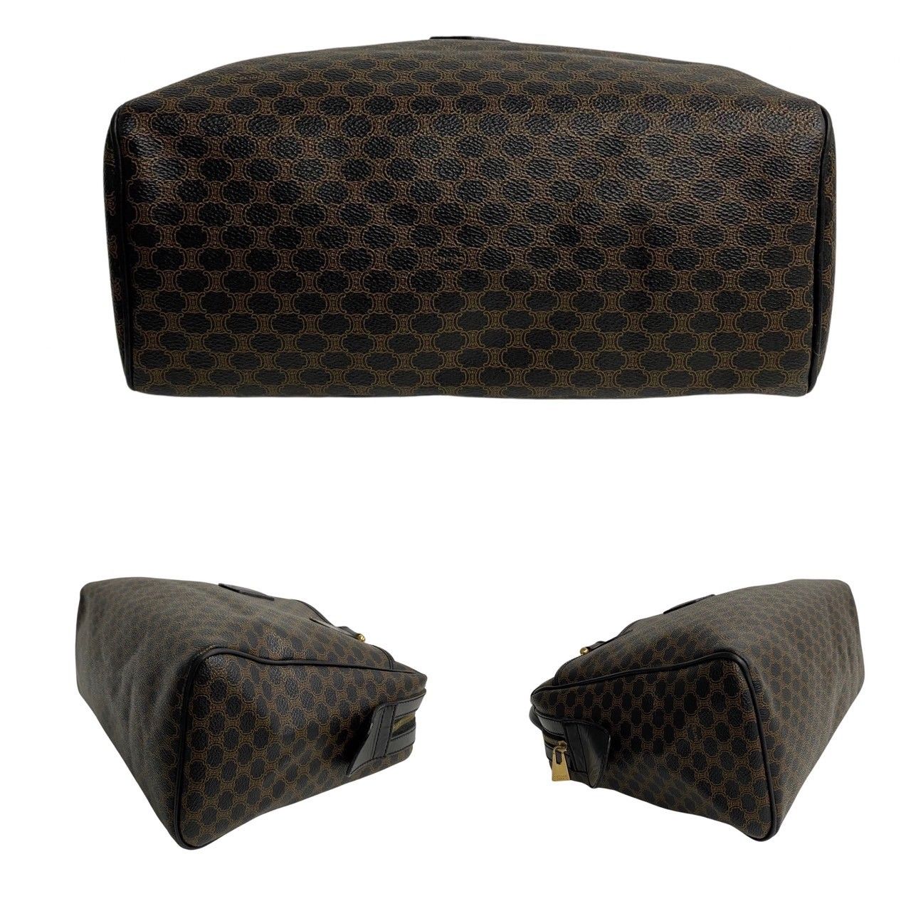 【極美品】CELINE ボストンバッグ マカダム トリオンフ 内ポケット付 黒 CELINE ほぼ未使用 セリーヌ ヴィンテージ マカダム ブラゾン