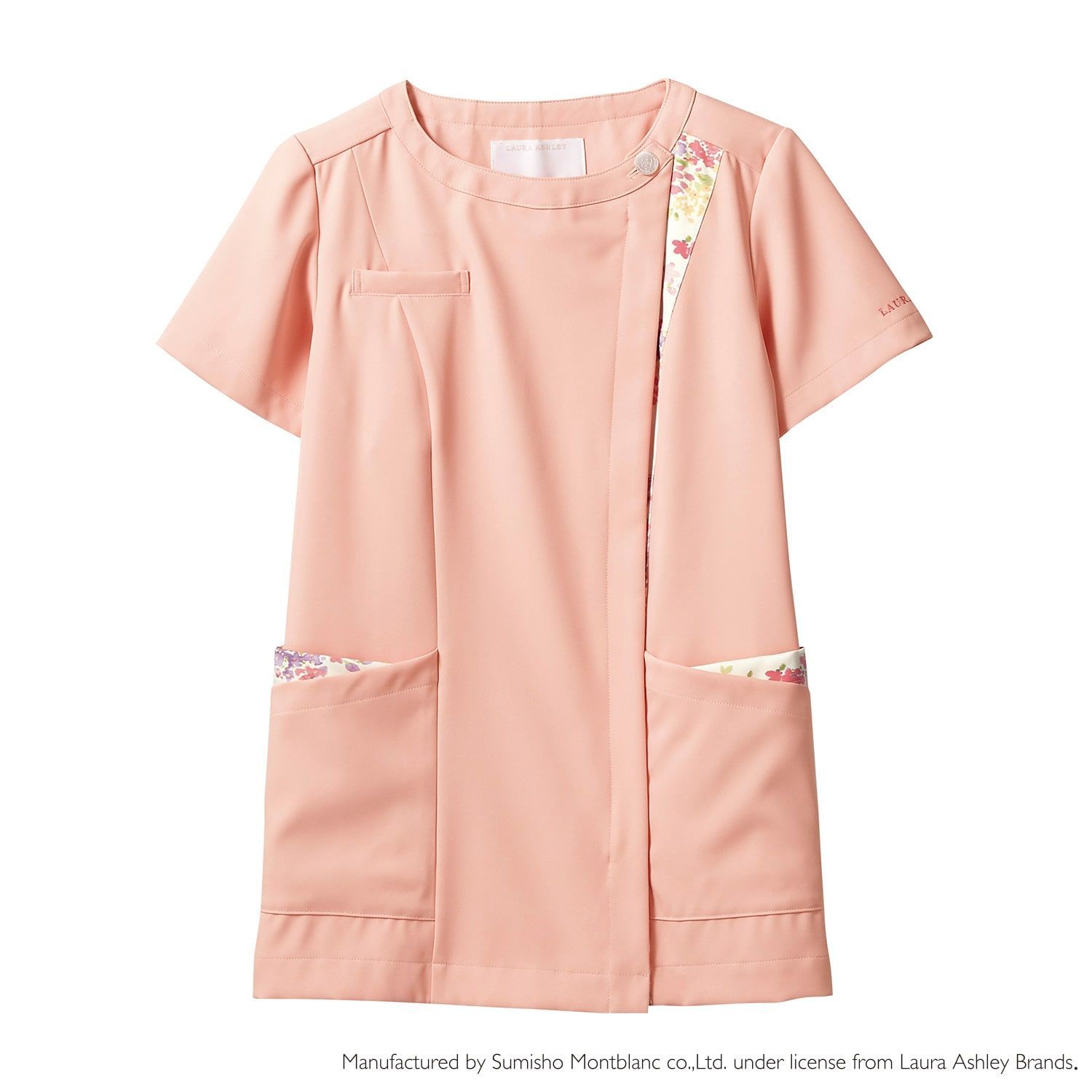 ナースジャケット 半袖 スクラブ 24-6994-0105 3L ローラ アシュレイ LW601-22 ピーチXアメリピン