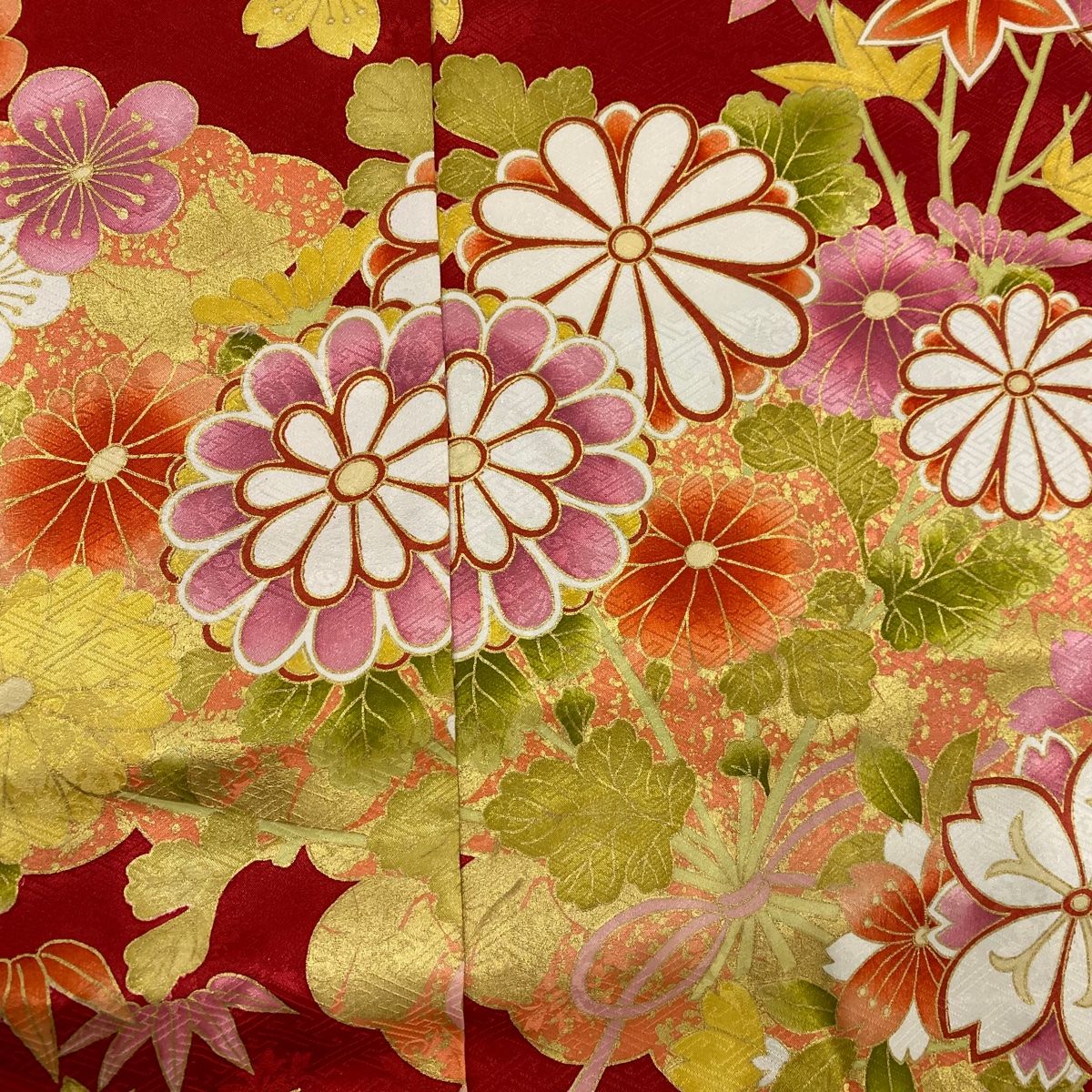 豪華振袖 仮絵羽 八重桜 暈し染め 正絹 未使用品 身丈178cm（肩から