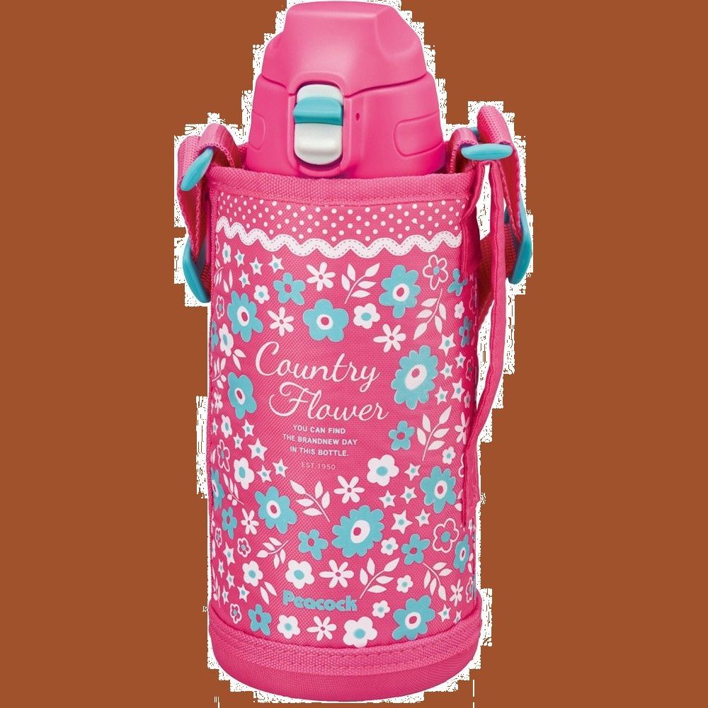 商品 ピーコック魔法瓶工業 The-peacock ピーコック 水筒 キッズ 800ml 保冷 ワンタッチ 直飲み 子供 ダイレクトボトル ポーチ付き 0.8l ピンクフラワー AJC-F81 PFL