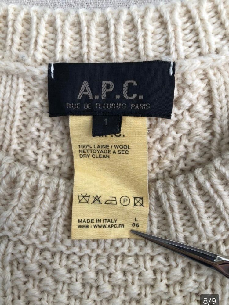 イタリア製 A.P.C. ウール ニット セーター / S 生成り アラン ユーロ