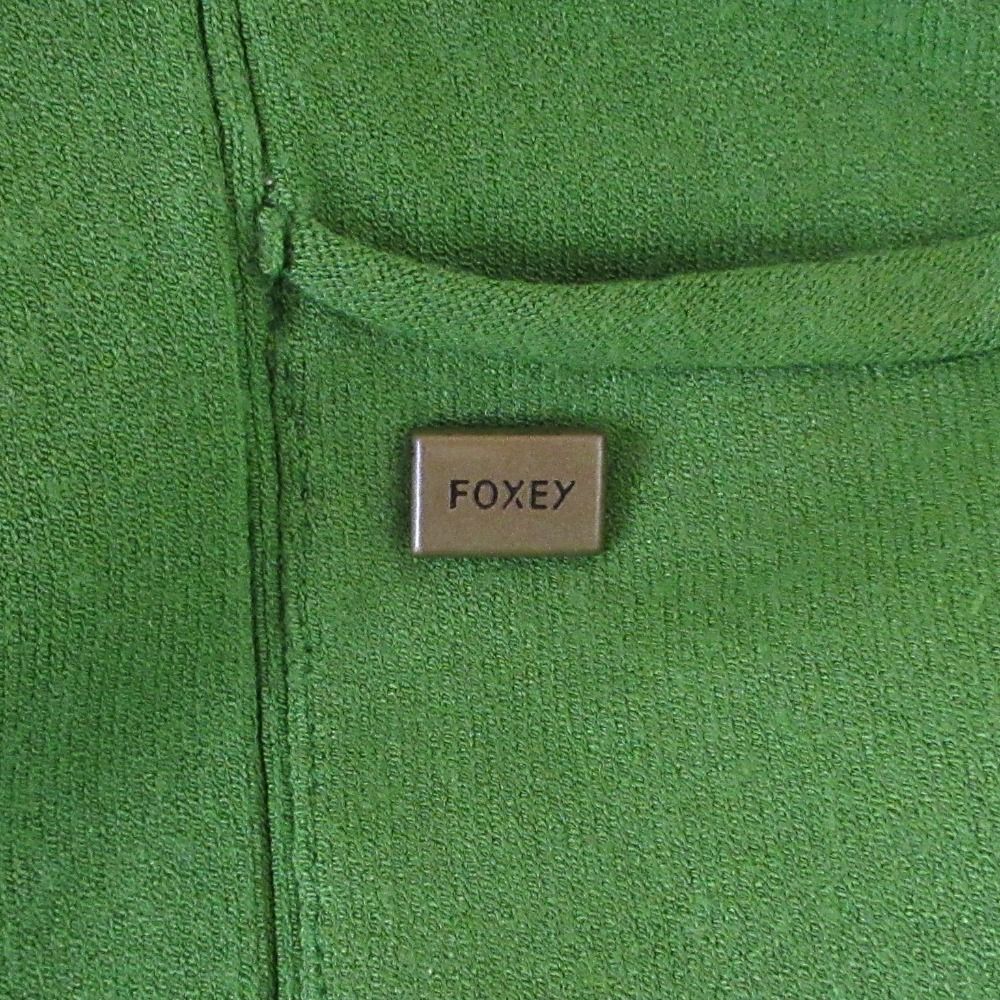 美品 FOXEY NEW YORK フォクシーニューヨーク Always オープンフロント カーディガン 33105 サイズF グリーン レディース 古着 中古 FOXEY NEW YORK - 美品 FOXEY NEW YORK フォクシーニューヨーク