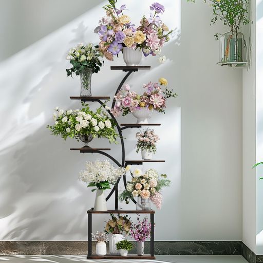 フラワーディスプレイスタンド、3層フラワーショップ専用錬鉄製