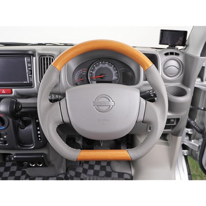 在庫セール TRISTAR S エブリィバン DA17V D型 ガングリップ ステアリング ハンドル ユーカリ茶木目調 0