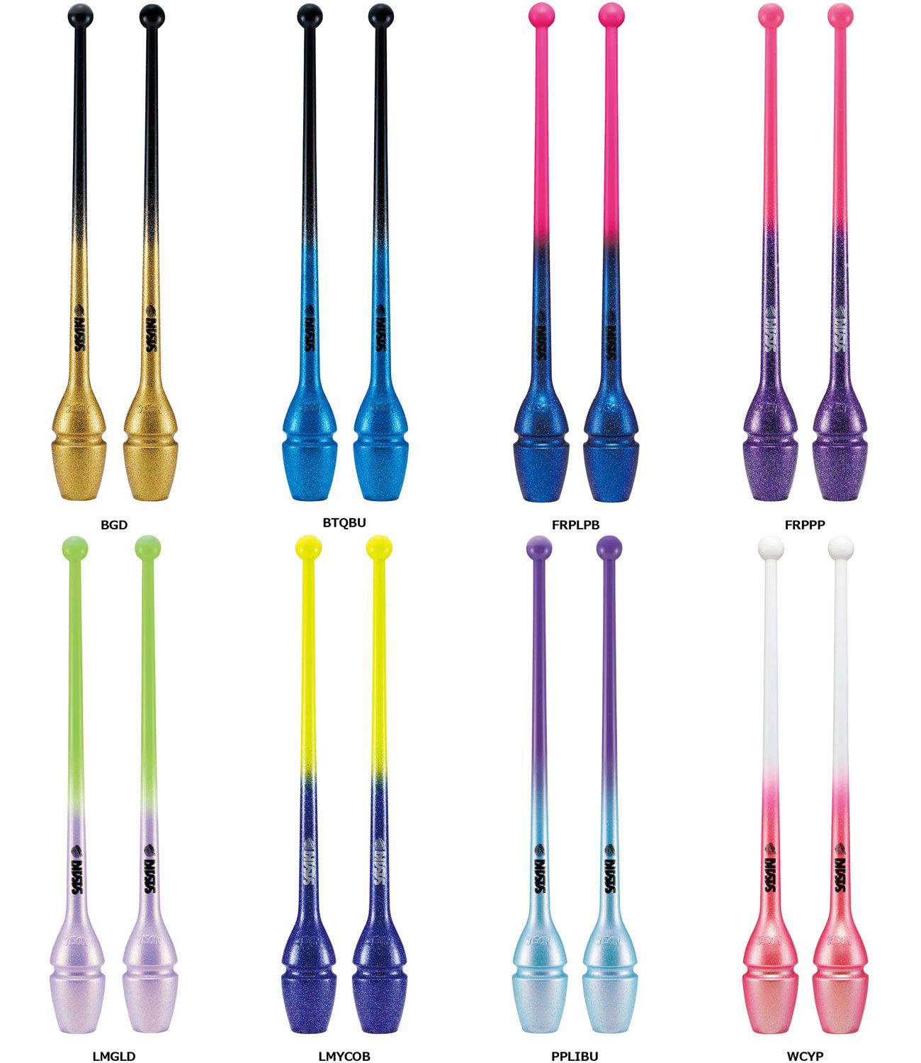 ササキ SASAKI 新体操 グラデーションラバークラブ ショート 長さ40.5cm 新体操 ジョイントホール加工 クラブ F.I.G 国際体操連盟 認定品 棒 こん棒 M34JKGHF LMGSTP ルミナスグリーン×ス