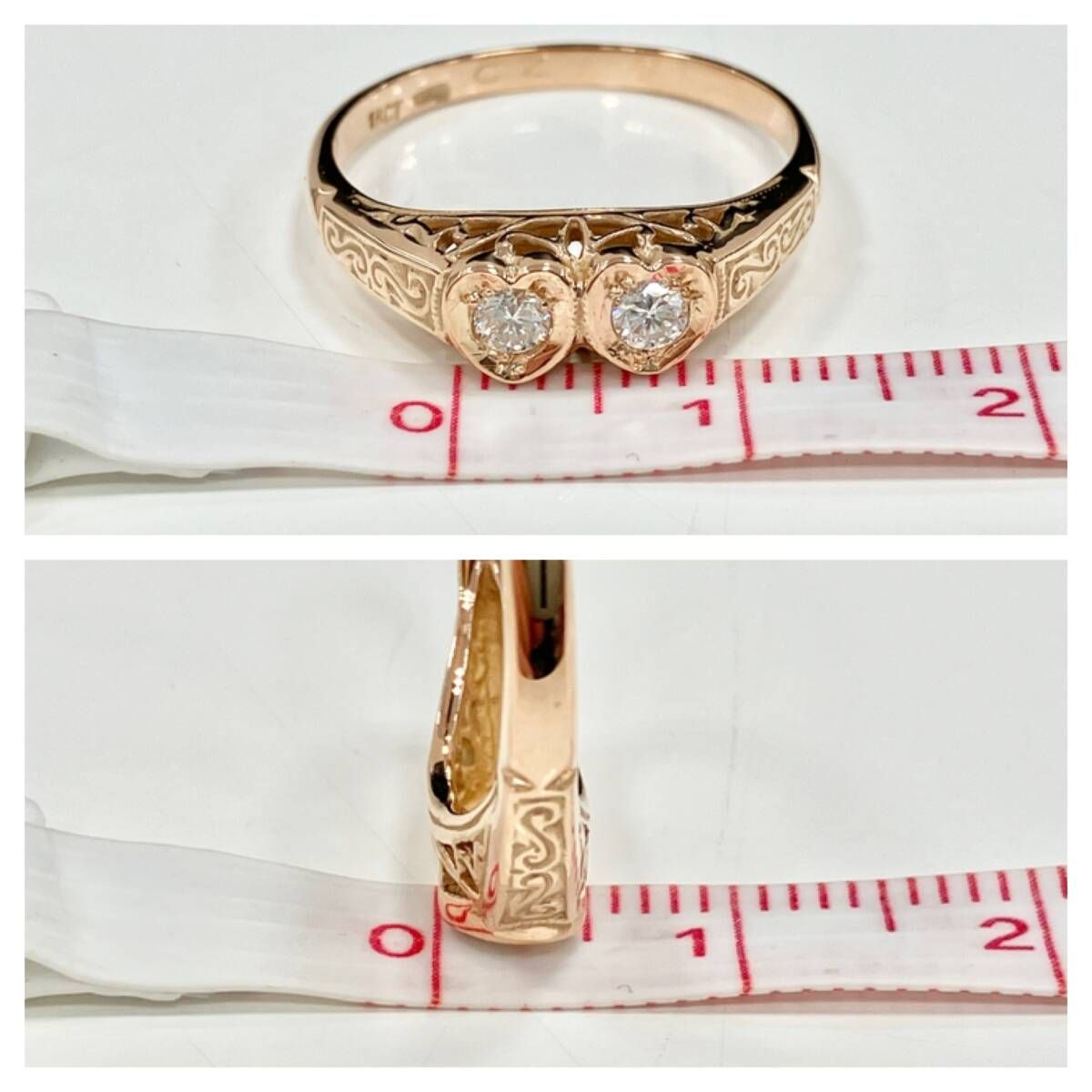 K18 ハートリング 3.1g 9号 k18ハート型ルビー・ダイヤモンドリング 9