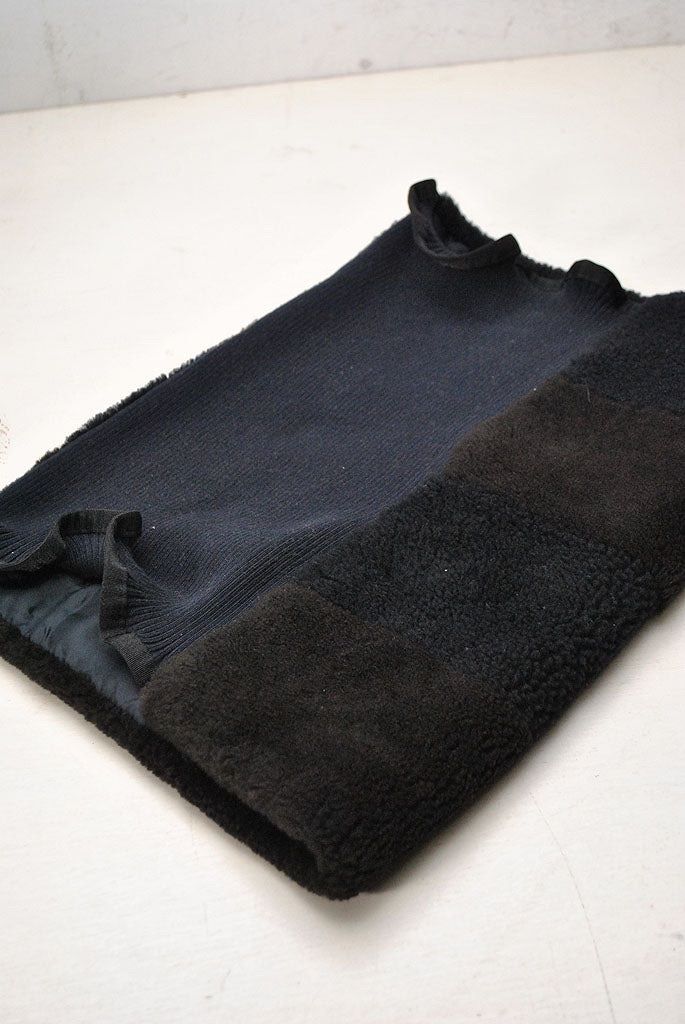 sacai ネイビー ファー付きネックウォーマー sacai Sheepskin Boa Neck Warmer サカイ ネックウォーマー ボア