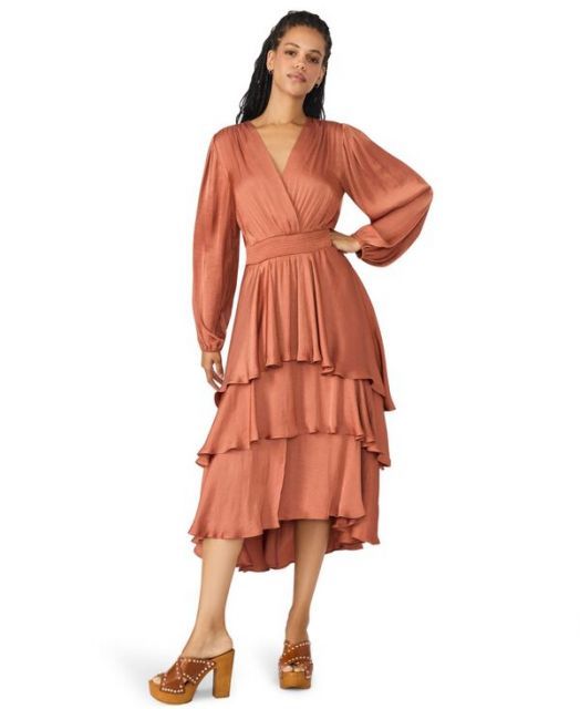 送料無料 スティーブ マデン レディース ワンピース トップス Women s Bei Smocked-Waist Tiered High-Low Dress Copper