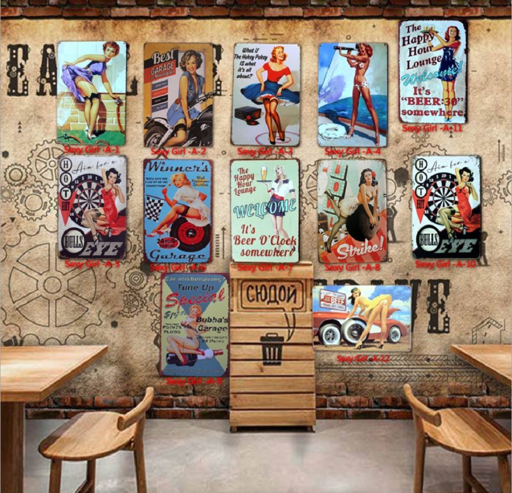 ブリキ プレート アメリカン雑貨 アンティーク レトロ 看板 壁飾り 2枚セット