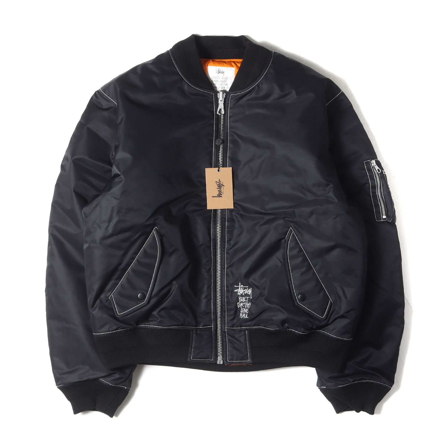 新品 STUSSY ステューシー ジャケット サイズ:XL 24AW 裏地キルティング MA-1 ボンバージャケット (Built Bomber Jacket) ブラック 黒 アウター ブルゾン 上着【メンズ】 新品 STUSSY ステューシー ジャケット サイズ:XL 24AW 裏地
