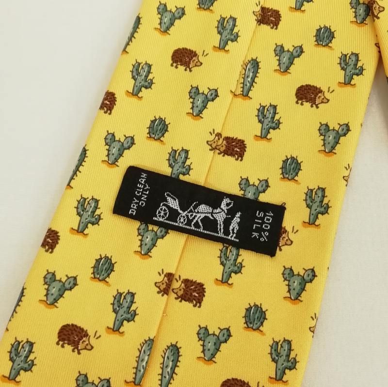 エルメス HERMES サボテンとハリネズミ ネクタイ 美品 シルク100