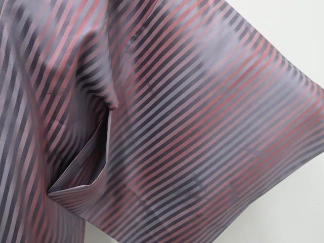 リサイクル着物 道行コート 縞文 ロング丈 正絹 身丈約120cm 裄丈約62cm 25z06-3700 一輝堂】リサイクル着物 道行コート 縞文 ロング丈 正絹 身丈約120cm