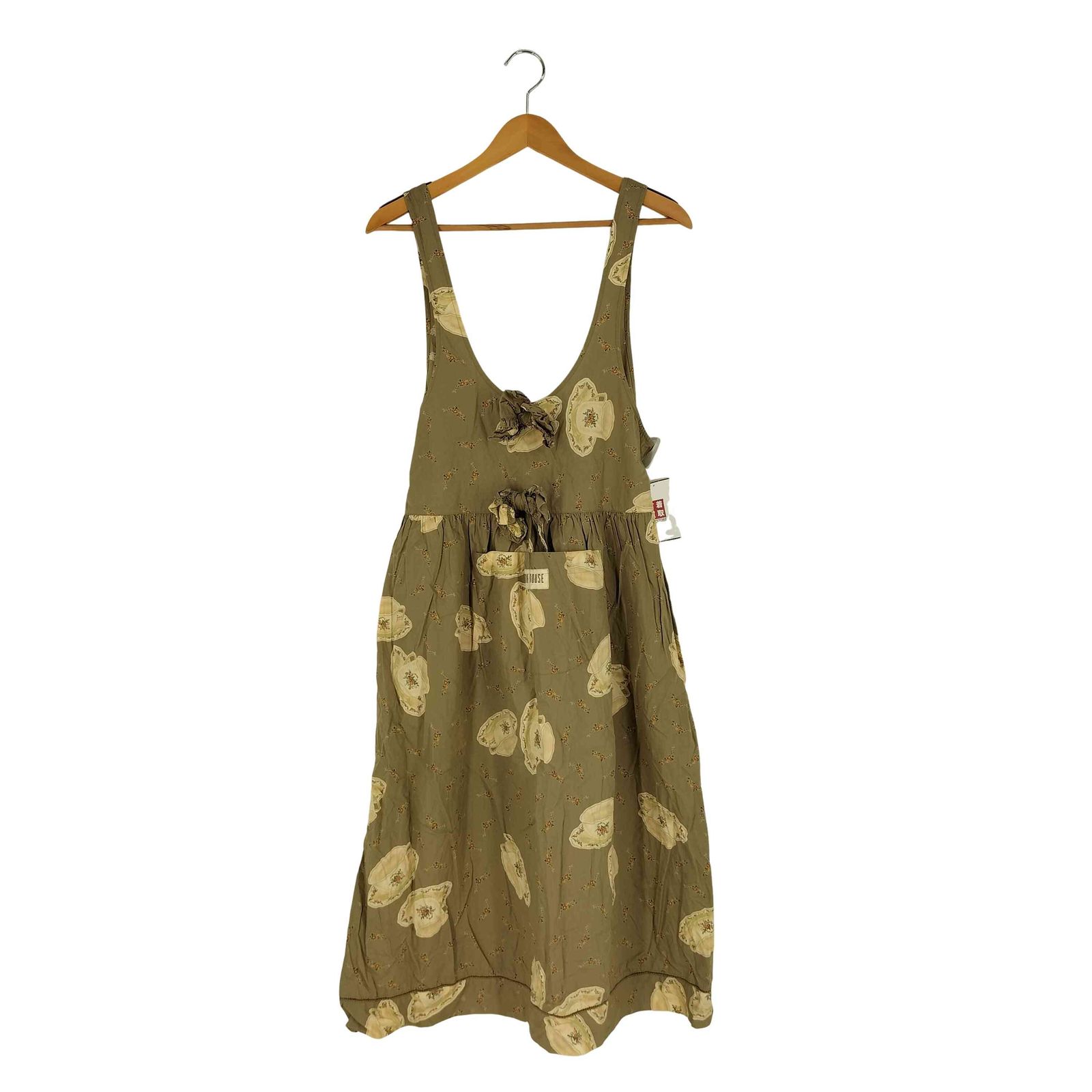 ピンクハウス PINK HOUSE カップ柄 花柄 立体リボン ジャンパースカート レディース 表記無